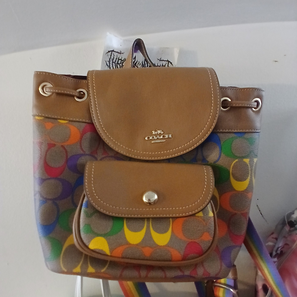 Coach Rainbow Signature Canvas Backpack